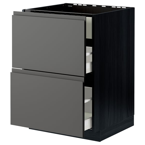 Modern dark gray METOD kitchen unit with sleek, integrated handle drawers.