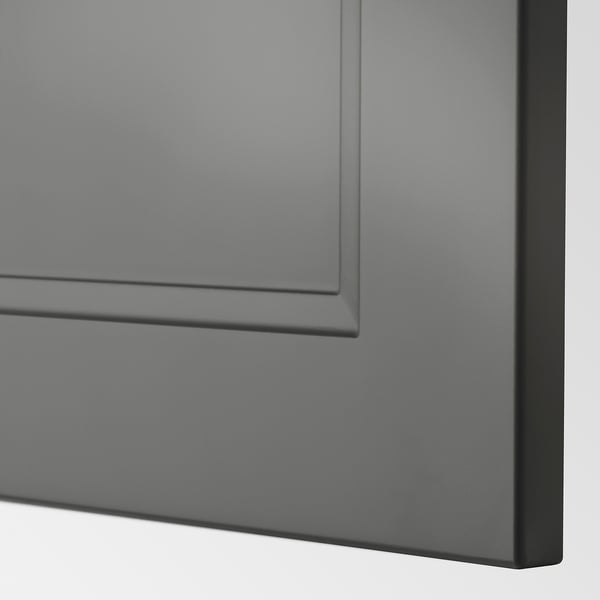 Dark grey flat-panel cabinet door, smooth finish, part of a modern kitchen system.