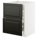 Black & white METOD kitchen unit with beveled drawers & shelves.