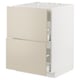 Beige METOD kitchen cabinet with two drawers and shelf.