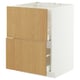 METOD / MAXIMERA Base cab f hob/int extractor w drw, white/Sinarp oak veneer, 60x60 cm