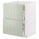 METOD kitchen cabinet. Light green, rectangular, two-drawer design, modern kitchen furniture.