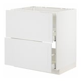 White METOD kitchen cabinet with drawers.
