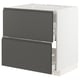 Modern grey kitchen cabinet with two drawers and sleek handles, part of ikeas METOD system.