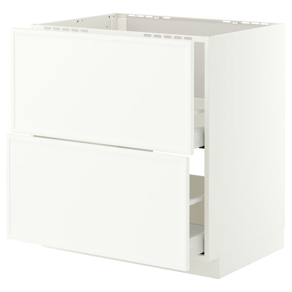 METOD / MAXIMERA Base cab f sink+2 fronts/2 drawers, white/Aspudden matt white, 80x60 cm