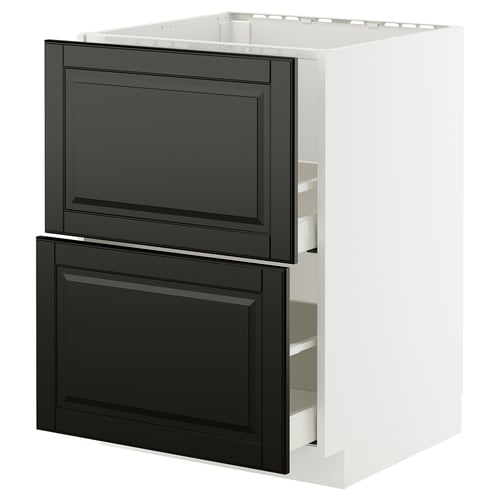 Modern black drawer unit with white frame from ikea METOD.