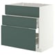 METOD / MAXIMERA Base cab f sink+3 fronts/2 drawers, white/Aspudden dark grey-green, 80x60 cm