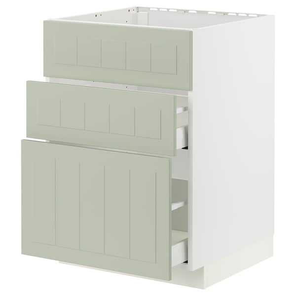 METOD kitchen unit, green, with three drawers, rectangular, modern design.