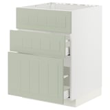METOD kitchen unit, green, with three drawers, rectangular, modern design.
