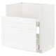 White METOD kitchen cabinet, modern minimalist design, smooth drawer fronts, durable frame.