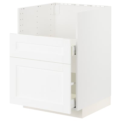 White METOD kitchen cabinet with smooth front panels and subtle grain texture.