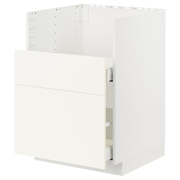 White METOD kitchen cabinet with smooth drawers.