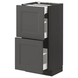 Modern dark grey kitchen cabinet with smooth drawers.