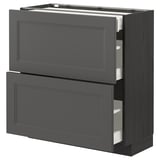 Dark grey METOD kitchen cabinet with two drawers, modern design.
