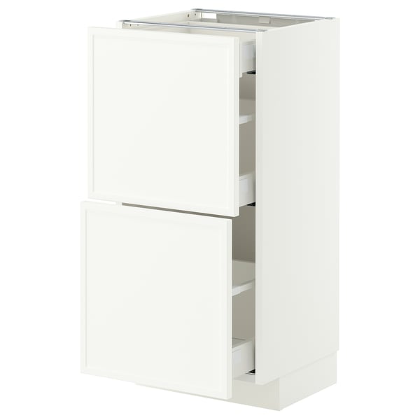 METOD / MAXIMERA Base cab with 2 fronts/3 drawers, white/Aspudden matt white, 40x37 cm