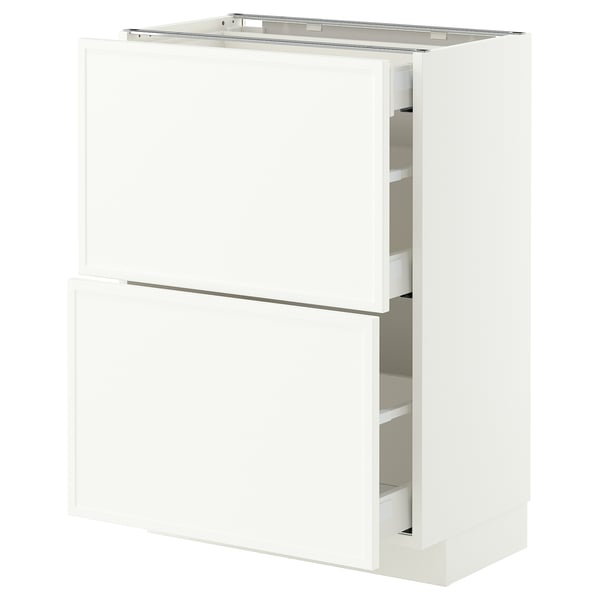 METOD / MAXIMERA Base cab with 2 fronts/3 drawers, white/Aspudden matt white, 60x37 cm
