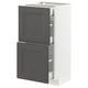 METOD kitchen cabinet in white and dark grey. Two grey drawers and a single door, modern timeless design.