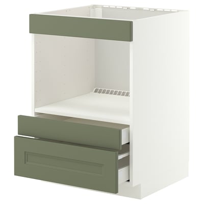 METOD / MAXIMERA Base cabinet f built-in appliances, white/Axstad grey-green, 60x60 cm