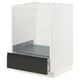 METOD kitchen unit with matte black drawer, modern design, white frame, integrated handle.