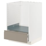 METOD white kitchen unit with gray-beige drawer, modern design.