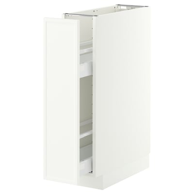 METOD / MAXIMERA Base cabinet/pull-out int fittings, white/Aspudden matt white, 20x60 cm