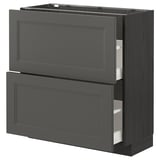 A dark grey IKEA METOD kitchen cabinet with two drawers, featuring a sleek and modern design.