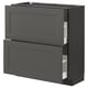 A dark grey IKEA METOD kitchen cabinet with two drawers, featuring a sleek and modern design.