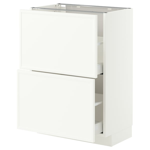 METOD / MAXIMERA Base cabinet with 2 drawers, white/Aspudden matt white, 60x37 cm