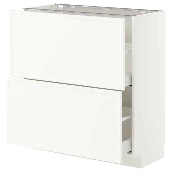 METOD / MAXIMERA Base cabinet with 2 drawers, white/Aspudden matt white, 80x37 cm
