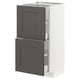 A METOD kitchen cabinet with dark grey axstad doors, featuring two drawers and a cabinet space. It has a modern or traditional design.