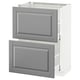 Gray and white METOD kitchen cabinet with drawers, sleek design, modern traditional style.