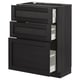 Black METOD kitchen cabinet with three drawers, wooden finish, square shape and modern design.