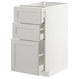 METOD kitchen cabinet, light grey with bevelled edges, three drawers, self-closing.