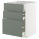 METOD kitchen unit, grey-green, modern, 3 drawers, square shape.
