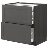 Dark grey METOD kitchen unit with two drawers, sleek design, durable particleboard & steel.