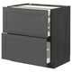 Dark grey METOD kitchen unit with two drawers, sleek design, durable particleboard & steel.