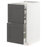 IKEA METOD kitchen cabinet, white & dark grey, square drawers.