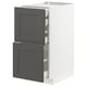 IKEA METOD kitchen cabinet, white & dark grey, square drawers.