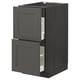 METOD kitchen cabinet, dark gray, with two open drawers. Square, modern design, made from fiberboard and particleboard.