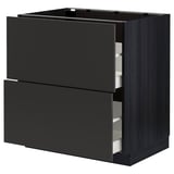 Modern black kitchen unit with two drawers, sleek design.