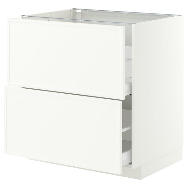 METOD / MAXIMERA Base cb 2 fronts/2 high drawers, white/Aspudden matt white, 80x60 cm