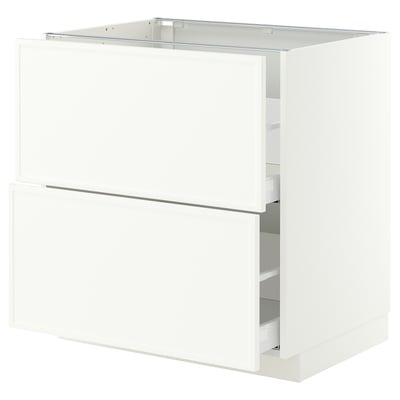 METOD / MAXIMERA Base cb 2 fronts/2 high drawers, white/Aspudden matt white, 80x60 cm