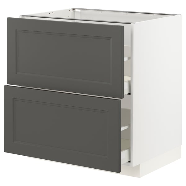 Modern kitchen cabinet: METOD with dark grey axstad drawers, rectangular shape, sleek design.