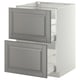 Modern grey kitchen drawer unit with white base.