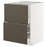 A white METOD cabinet with dark brown drawers featuring a sleek, modern design.