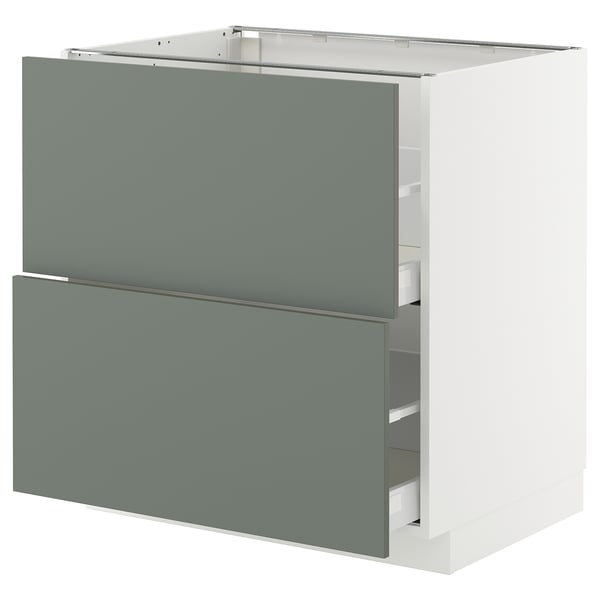 METOD kitchen cabinet, grey-green, modern design, white frame.