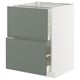 A METOD kitchen cabinet with two nickebo drawers in grey-green. It has a modern, rectangular design with smooth drawer fronts.