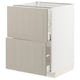 METOD kitchen unit with beige stensund fronts, rectangular shape, wooden panels, two deep drawers and a cabinet.
