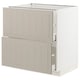 METOD kitchen cabinet in beige with two drawers, wooden design, 25-year guarantee.