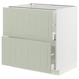 Green METOD kitchen cabinet with 2 drawers & 1 shelf, rectangular, sturdy.